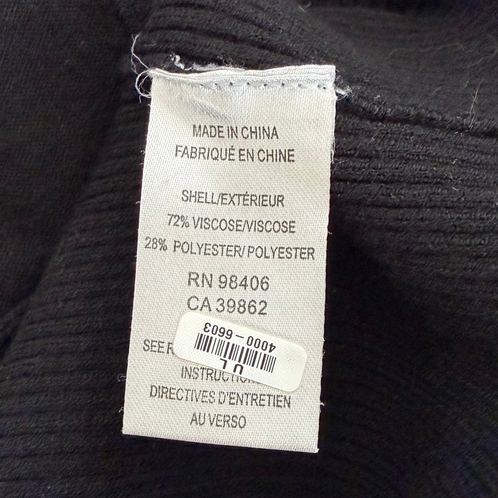 Theory Ribbed Knit Cardigan Black w/ White Trim V-Neck Button Front Women P S - Picture 3 of 6